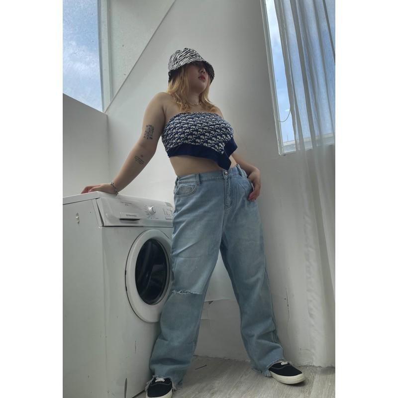 JEAN BIGSIZE LƯNG THUN XANH BỤI