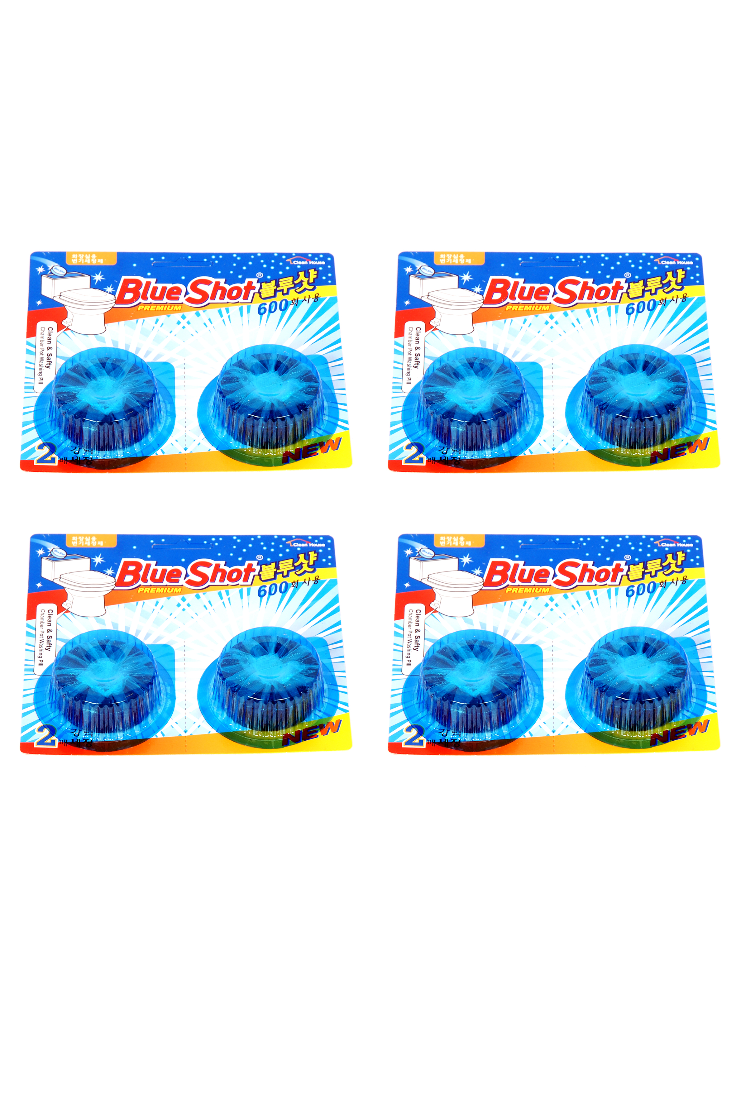 Bộ 4 Vỉ (8 viên) vệ sinh làm sạch bồn cầu cao cấp Hàn Quốc Blueshot - 1 viên sử dụng được 600 lần xả tương đương thời gian lên tới 1 tháng rưỡi