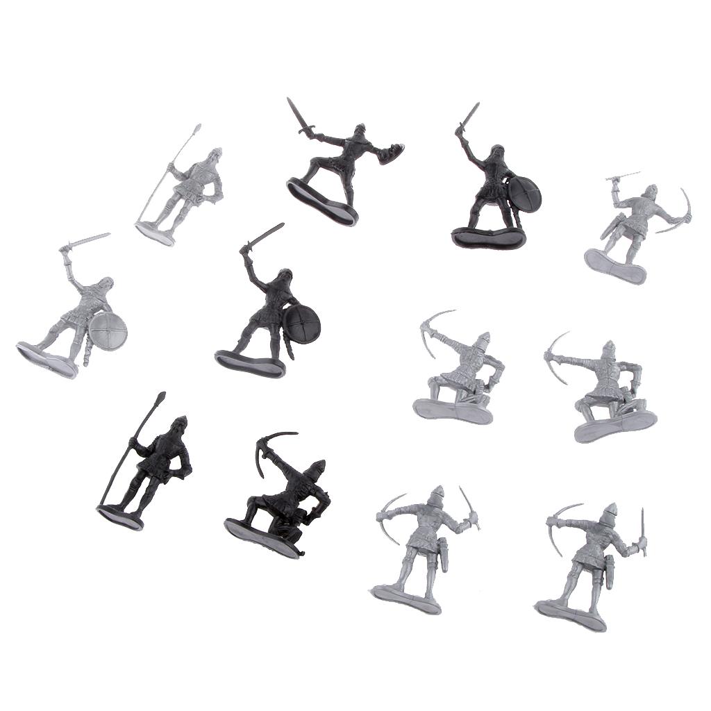 60 Cái/lốc Bạc Đen Chiến Binh Thời Trung Cổ Binh Sĩ Quân Đội Nhân Vật Playtoy Tặng