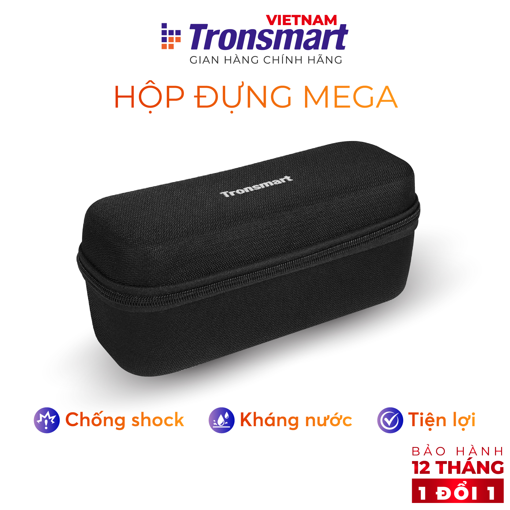 COMBO Loa Tronsmart Mega và hộp đựng chống shock - Công suất 40W - Hỗ trợ TWS và NFC ghép đôi 2 loa - Hàng chính hãng