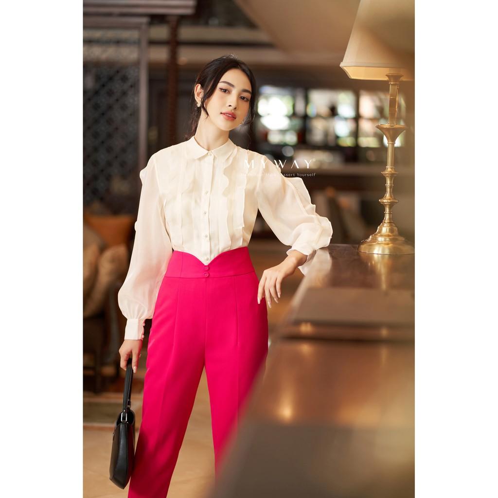 Quần Tây Nữ MY WAY Dáng Baggy Đai Cắt Chữ V Cách Điệu Độc Đáo 8MQ0102