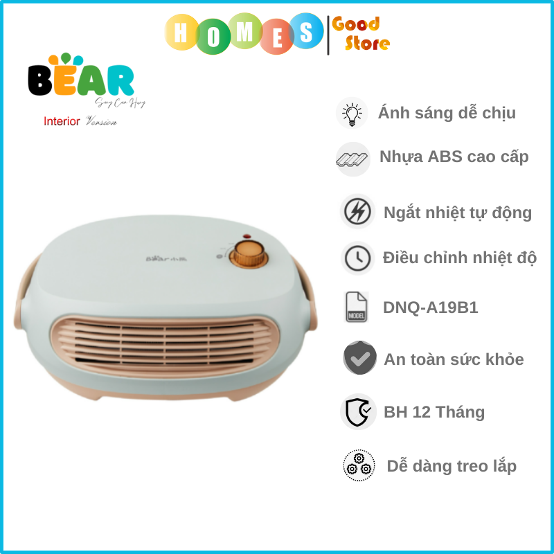 Máy Sưởi Treo Tường, Quạt Sưởi Điện Treo Tường BEAR DNQ-A19B1 Không Làm Khô Da Công Suất 2000 W - Hàng Chính Hãng