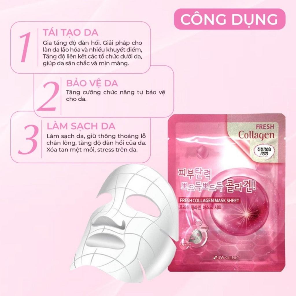 Combo 5 Mặt Nạ 3W Clinic Collagen Fresh Collagen Mask Sheet 23ml/Miếng