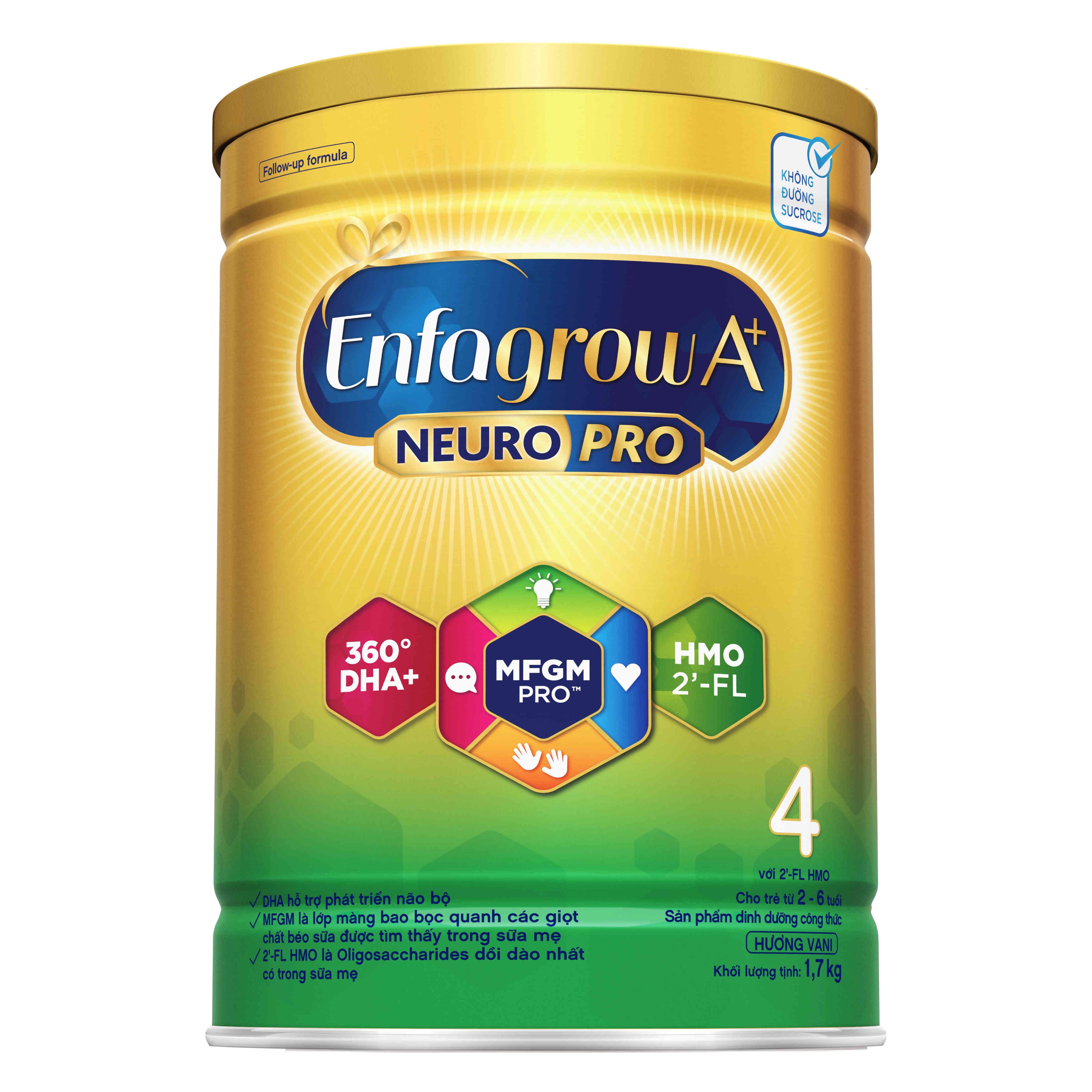Thùng 6 lon sữa bột Enfagrow A+ NeuroPro 4 với 2’-FL HMO cho trẻ từ 2 – 6 tuổi – 1.7kg