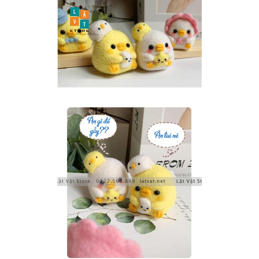 Bộ kit len chọc Biệt Đội Gà Con nhỏ nhắn - dễ thương - Needle felting chicken cho người mới bắt đầu- móc khoá từ len