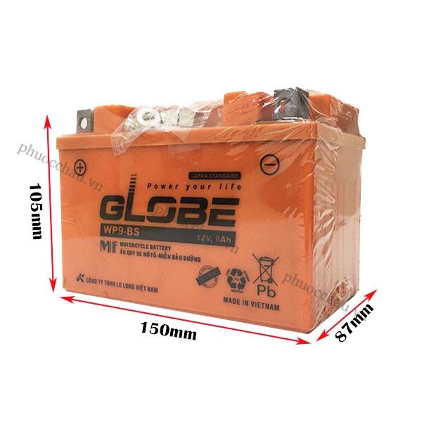 Ắc quy xe máy GLOBE WP9-BS 12V-9AH bình ắc quy khô cho xe máy Spacy, atila