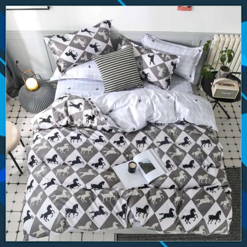 Bộ chăn ga gối sét hè Cotton Poly chăn ga Hàn Quốc miễn phí bo chun drap ga giường - xả kho