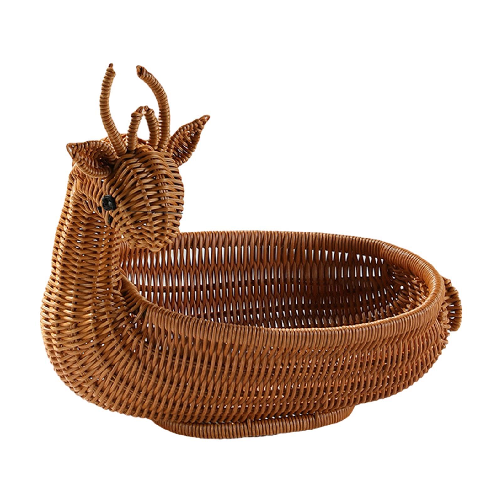 Rattan Fruit Basket Food Serving Basket Kitchen Organizer Snack Serving Bowl