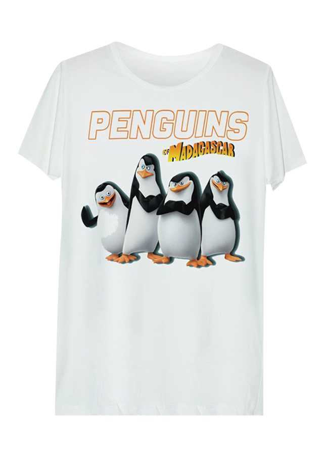Áo thun tay màu Penguins Madagasca ATFF218