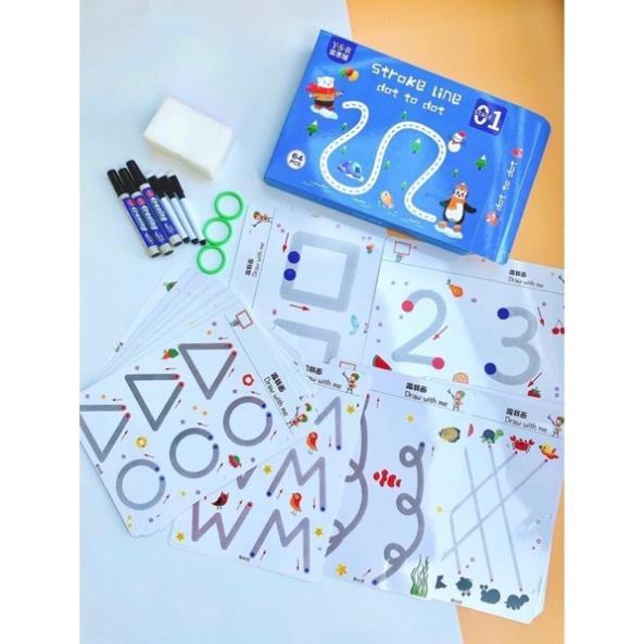 Đồ chơi giáo dục sớm montessori thẻ học flashcard bé viết tập vẽ tập tô màu thông minh xóa được made in việt nam