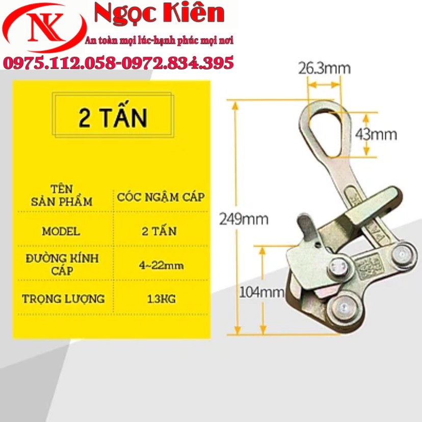 Cóc kẹp cáp - Khóa cáp 2 tấn