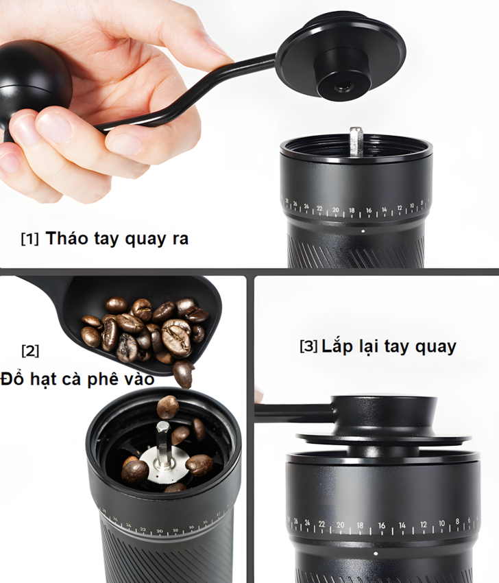 Máy xay hạt cà phê cầm tay kèm pin 60 cấp độ xay 2 trong 1 thương hiệu Mỹ HiBREW G4C - Dung lượng pin 980mAh - Hàng chính hãng