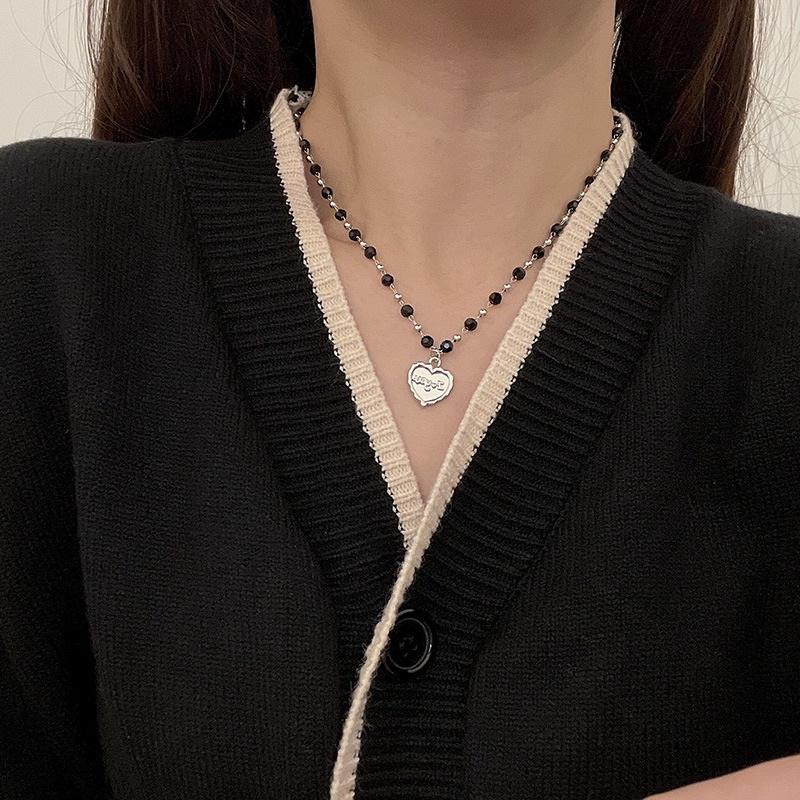 N204 Choker Vòng cổ dây chuyền mặt trái tim phong cách Nhật Bản và Hàn Quốc thời trang
