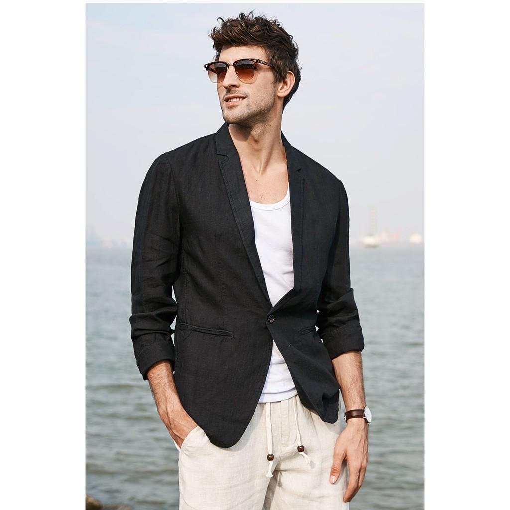 Áo vest balze linen nam túi bổ 1 khuy, chất vải linen mềm mại, thời trang phong cách ttr