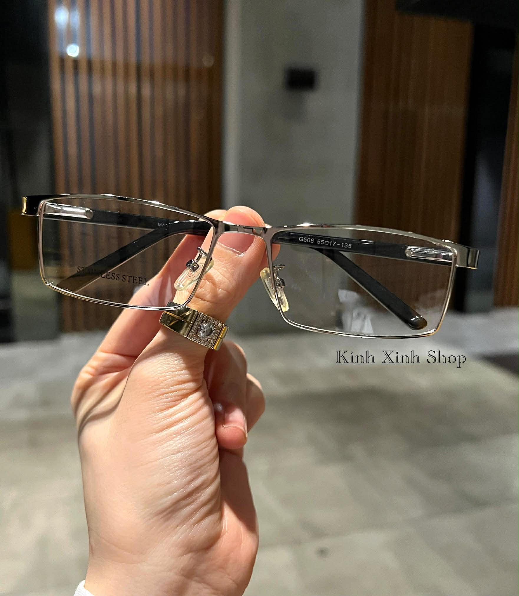 Kính mắt nam nữ dáng chữ nhật gọng nhựa acetate bản lề kim loại cao cấp