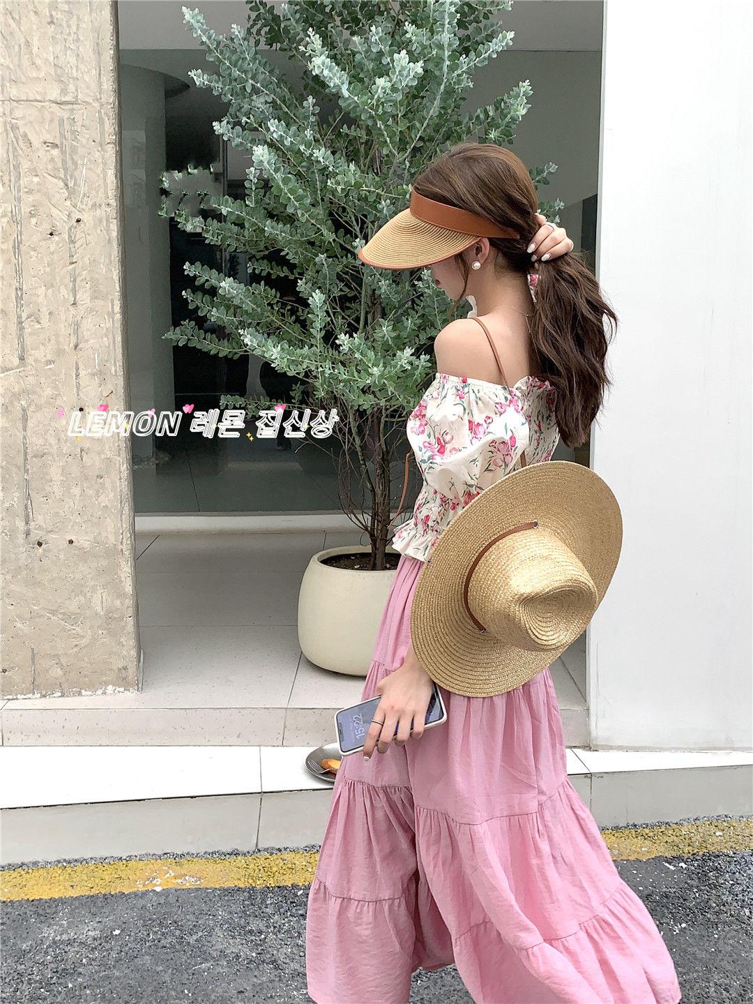 DONGSHOP Váy dài chữ A kiểu Pháp, váy dài, váy gió, váy dài, váy rộng, váy nửa người.