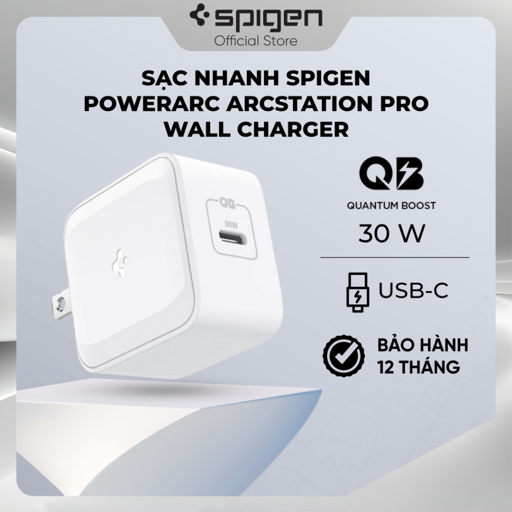 Sạc Nhanh Spigen PowerArc ArcStation Pro Wall Charger 30W (USA) - ACH02075 - Hàng Chính Hãng