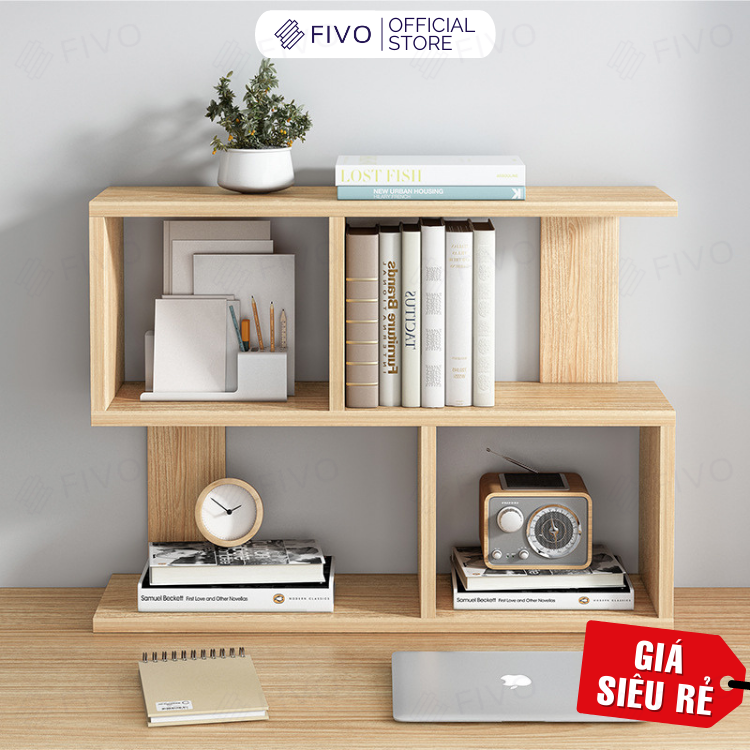 Kệ Giá Sách Gỗ Mini Để Bàn Hoặc Treo Tường FIVO Mẫu FB20, Lắp Ráp Dễ Dàng Gỗ MDF Phủ Melamine Chống Thấm Bề Mặt