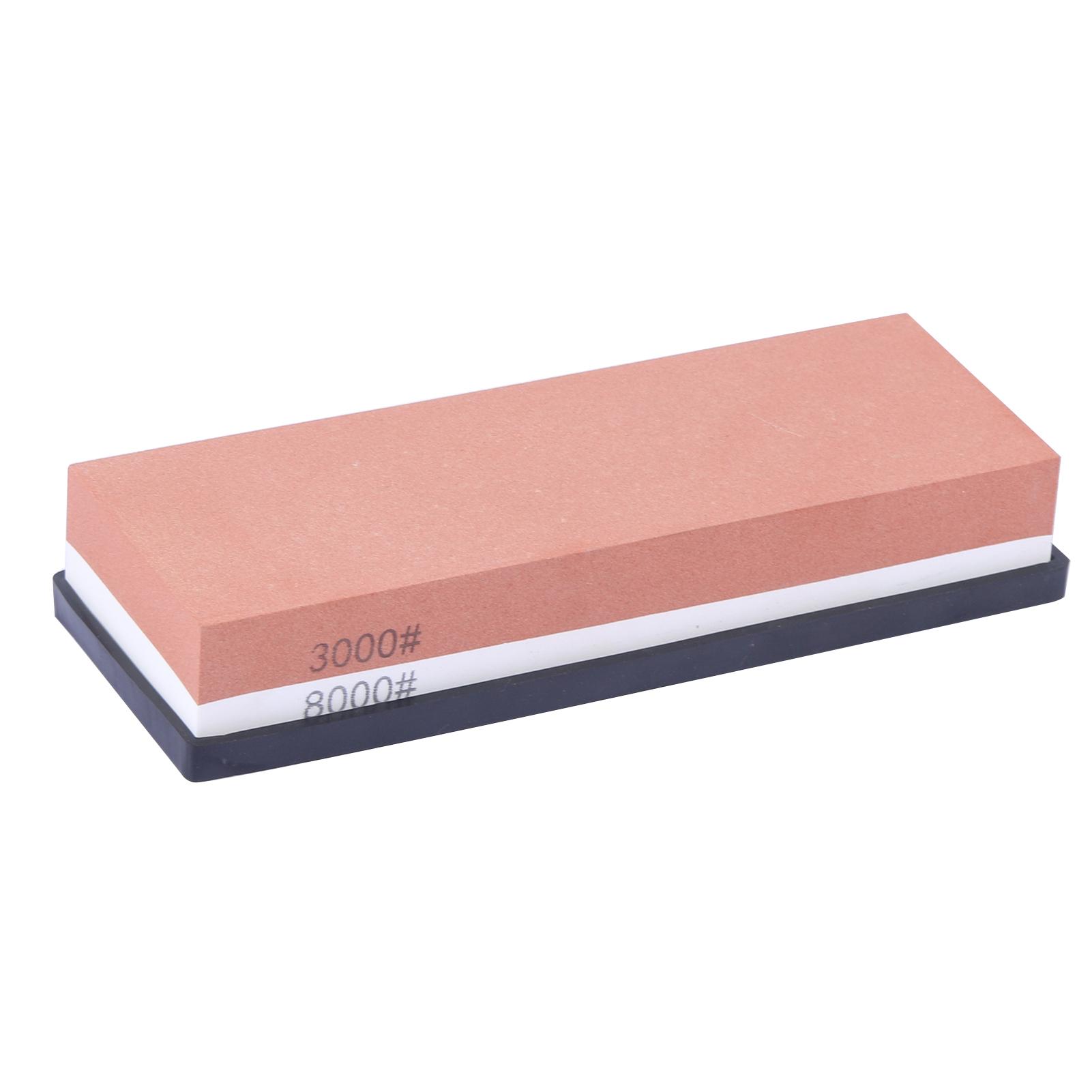 Bộ Đá mài hai mặt Grit White Corundum với giá đỡ silicone, đế tre, bộ điều chỉnh đá trắng và thanh dẫn góc, dụng cụ mài dao chuyên nghiệp
