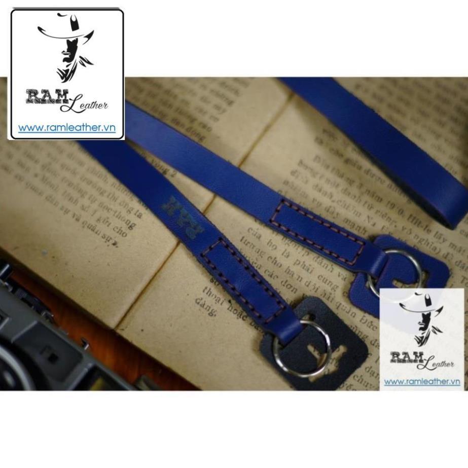 DÂY MÁY ẢNH DA BÒ THẬT MÀUXANH NAVY - RAM A2 NAVY