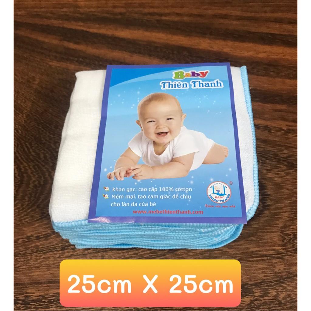 Combo 10 khăn gạc (sữa,mùng) khổ 25x25 ,4 lớp ,100% cotton ,thương hiệu THIÊN THANH , ảnh thật , bảo đảm giao đúng hàng