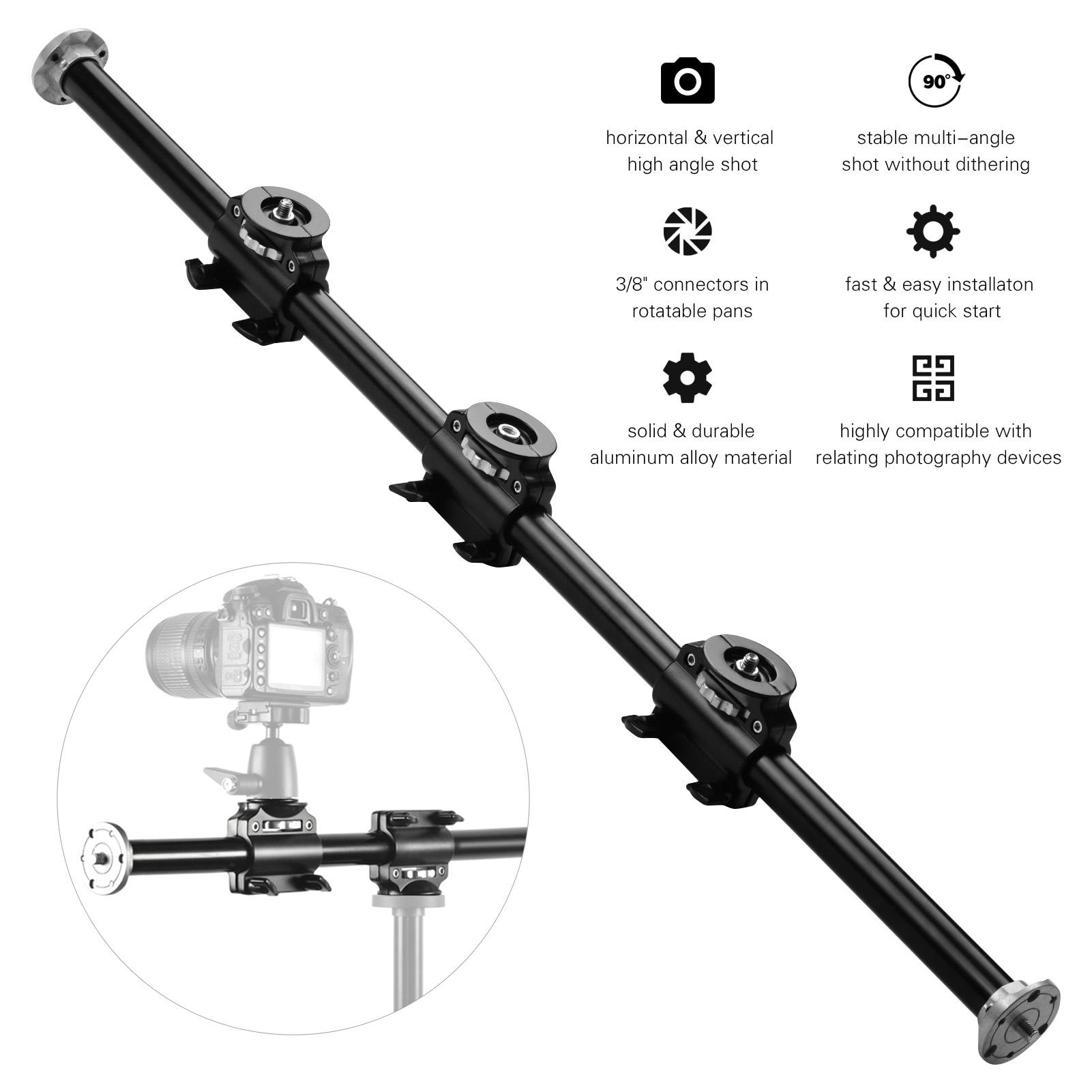 Chân máy 110cm / 43,3in Boom Chuyên nghiệp Chụp ảnh Ngang Thanh Mở rộng Gắn Hợp kim Nhôm với Vít 3/8 inch