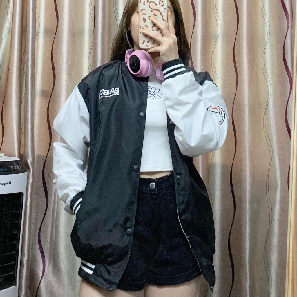 Áo Khoác kiểu dù Bomber unisex form rộng nam nữ 2 lớp BADGE (Kèm ảnh thật Shop tự chụp)