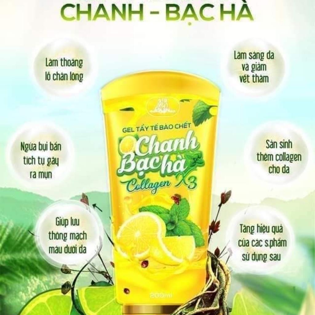 Kỳ Tế Bào Chết Collagen X3 Tẩy Tế Bào Chết Chanh Bạc Hà Làm Sạch An Toàn The Mát Dịu Nhẹ Đông Anh Chính Hãng 200ml