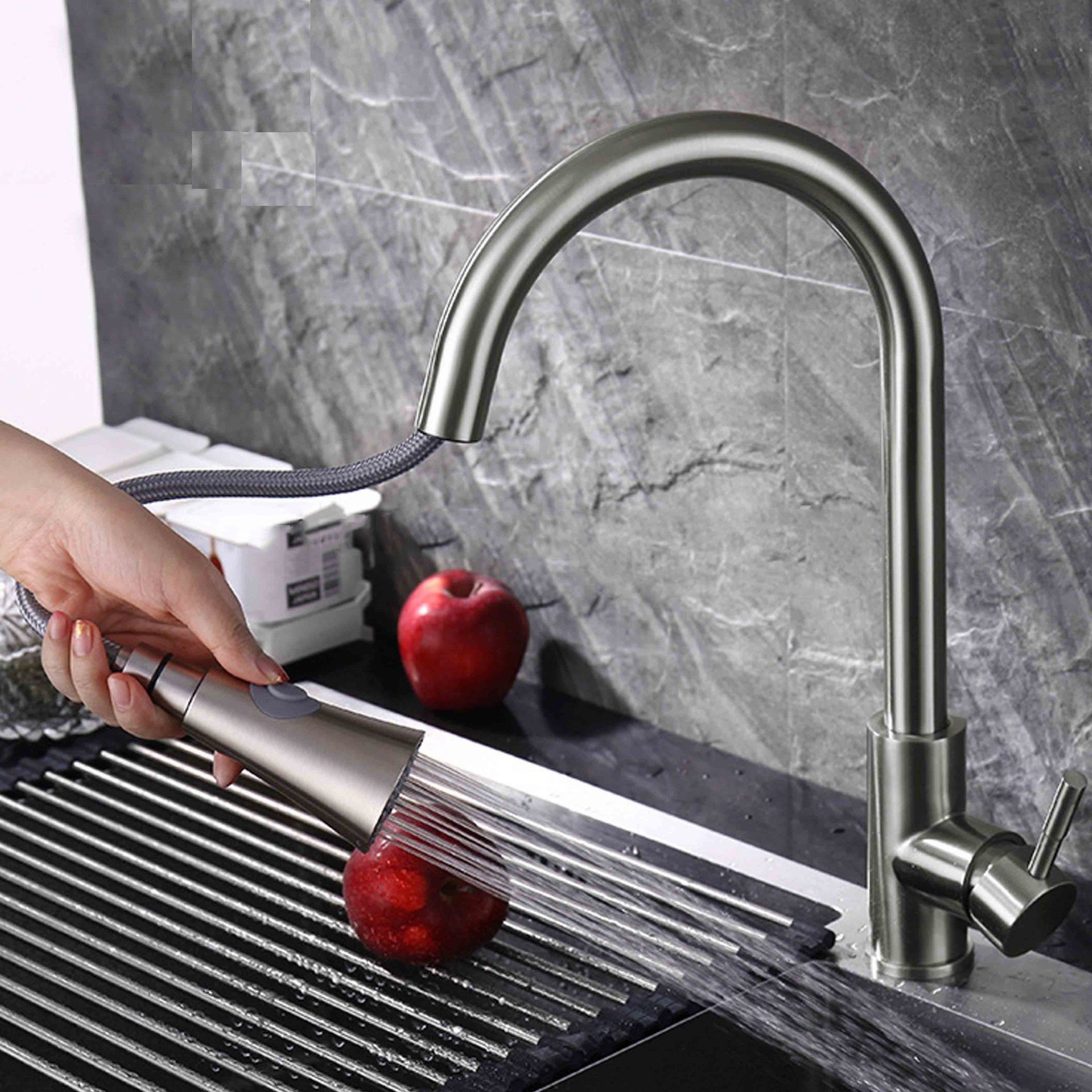 Vòi rửa chén , rửa bát huy tưởng có dây rút inox 304 tặng kèm dây cấp nước 2 chế độ cao cấp phù hợp với mọi gia đình