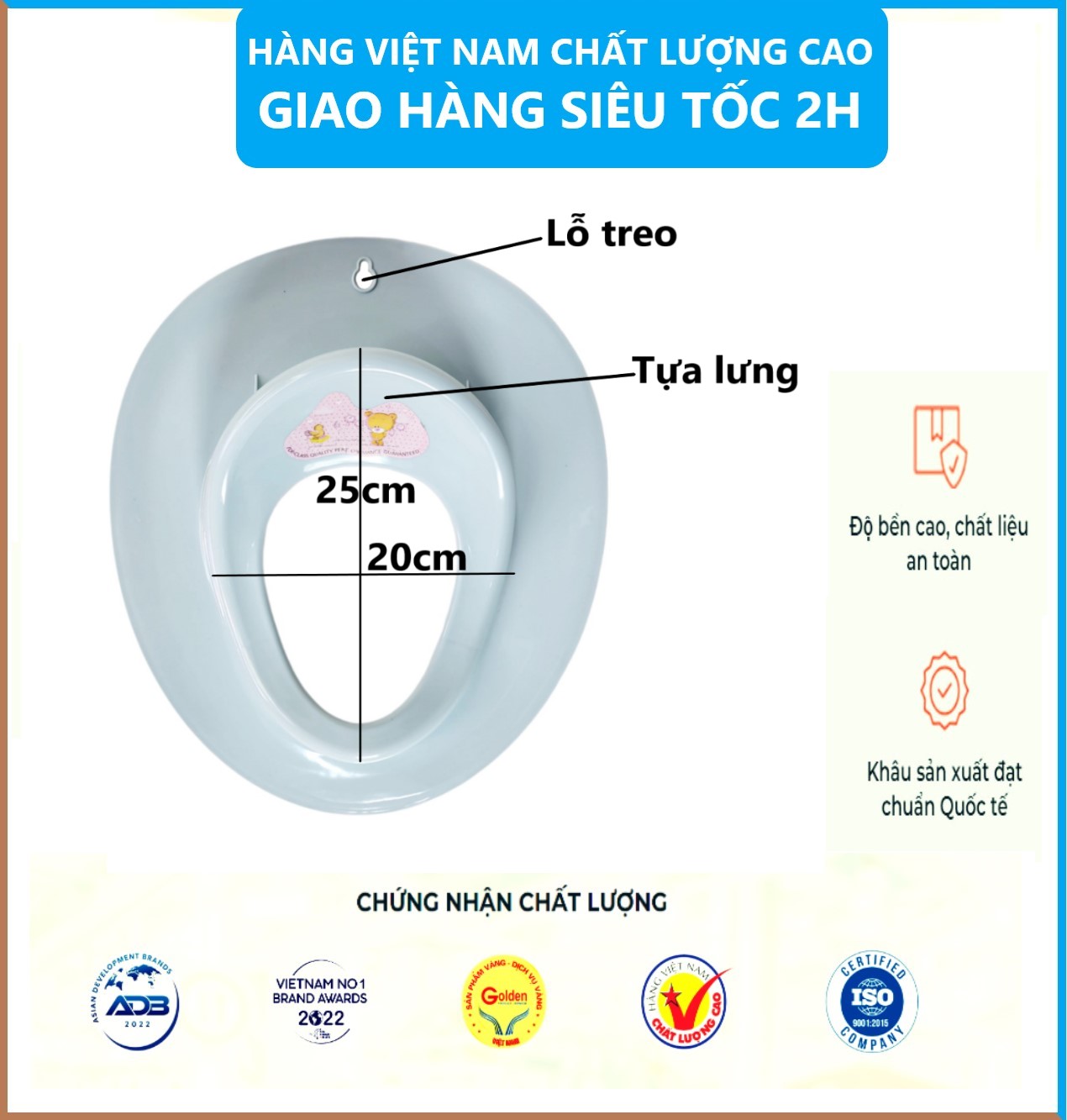 Miếng Lót Thu Nhỏ Bồn Cầu Cho Bé Tập Đi Vệ Sinh/ Bệ Ngồi Toilet , Bệ Bồn Cầu Đảm Bảo An Toàn Cho Bé Việt Nhật- Hàng Việt Nam