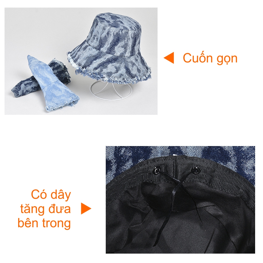 Mũ nón vành, tai bèo nữ vải denim thời trang