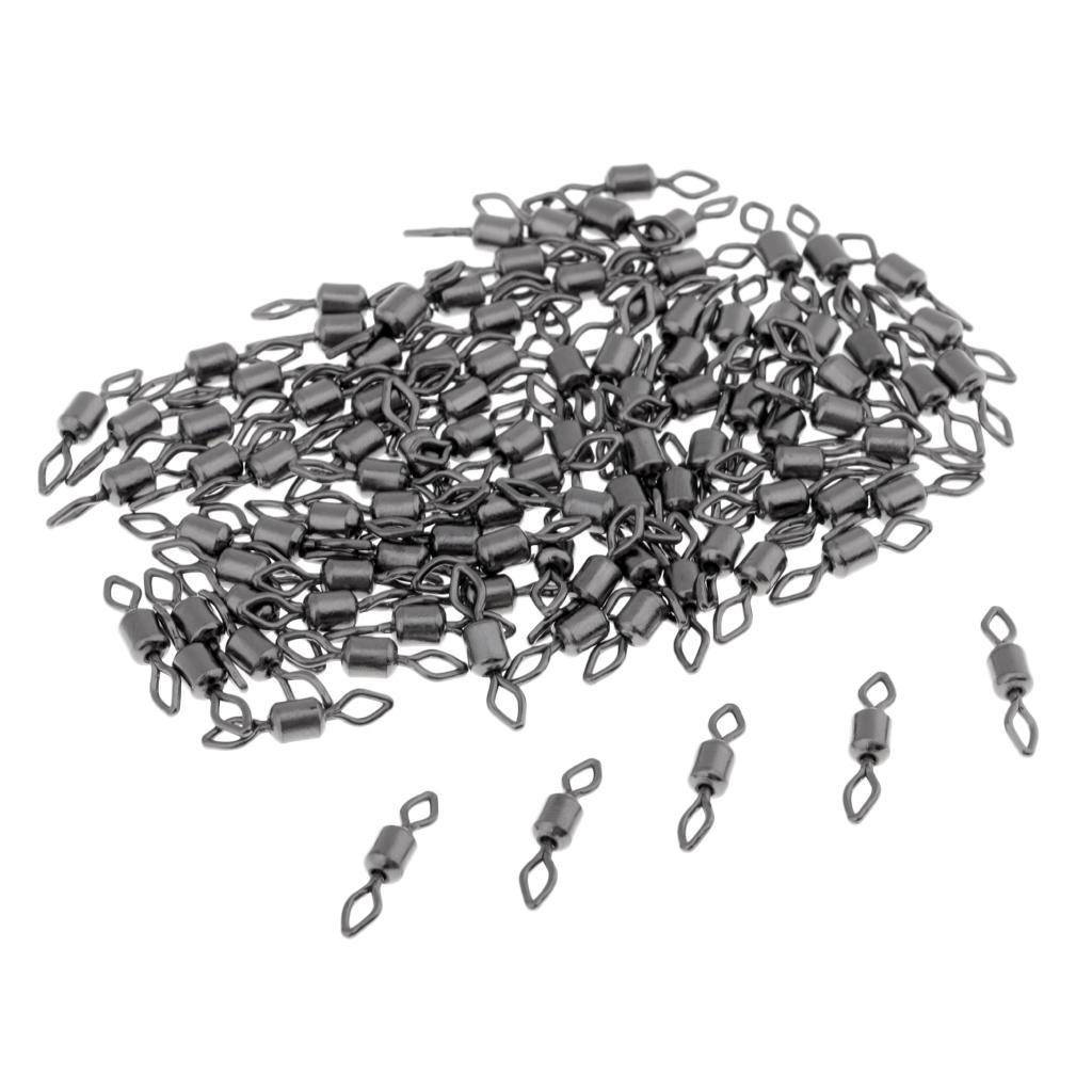 100pcs Fishing Barrel Bearing Rolling Swivel Solid Ring Connector Tackle Flexible rotation with high tensile strength