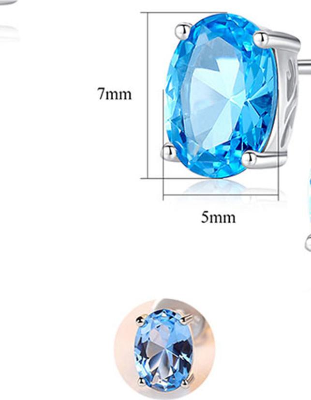 Trang sức bạc nữ bộ trang sức nữ 3 món đính đá Topaz xanh thiên nhiên cao cấp BNT604 Bảo Ngọc Jewelry