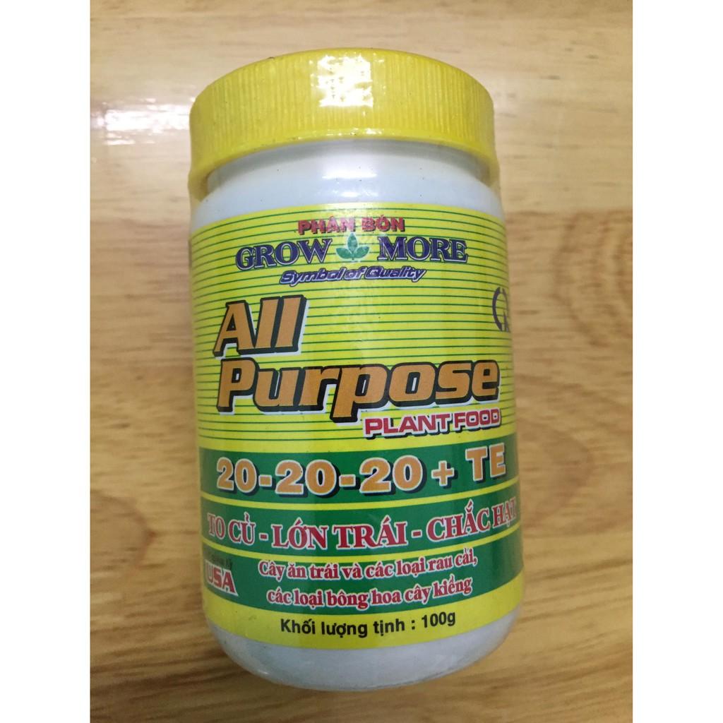 Phân Bón Lá 20-20-20+Te Grow More 100gr chuyên dùng cho hoa phong lan