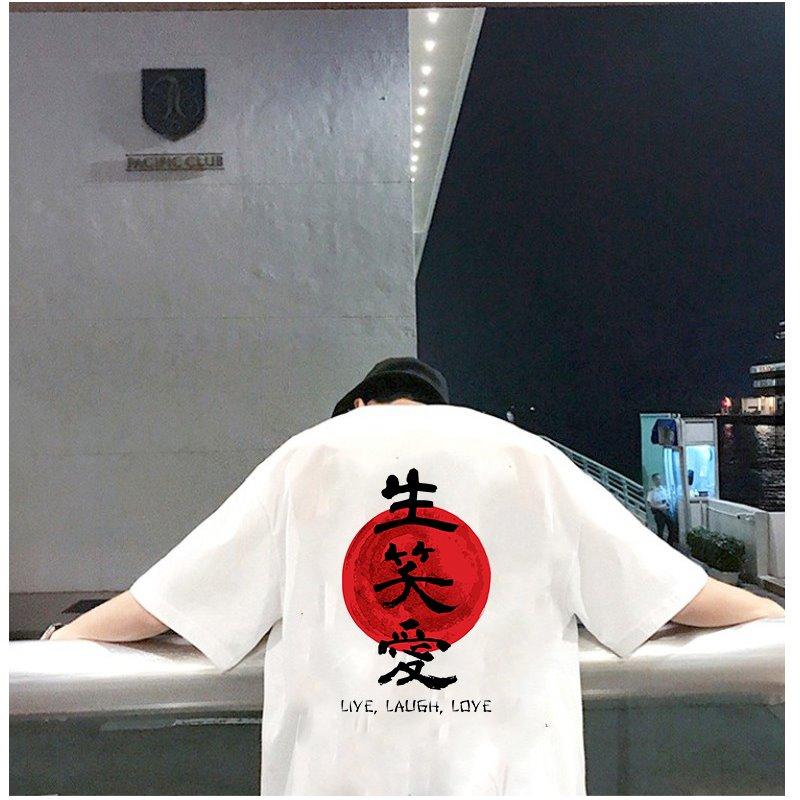 Áo thun unisex nam nữ tay lỡ chữ kiểu live laught love vải dày mịn 2021T3115