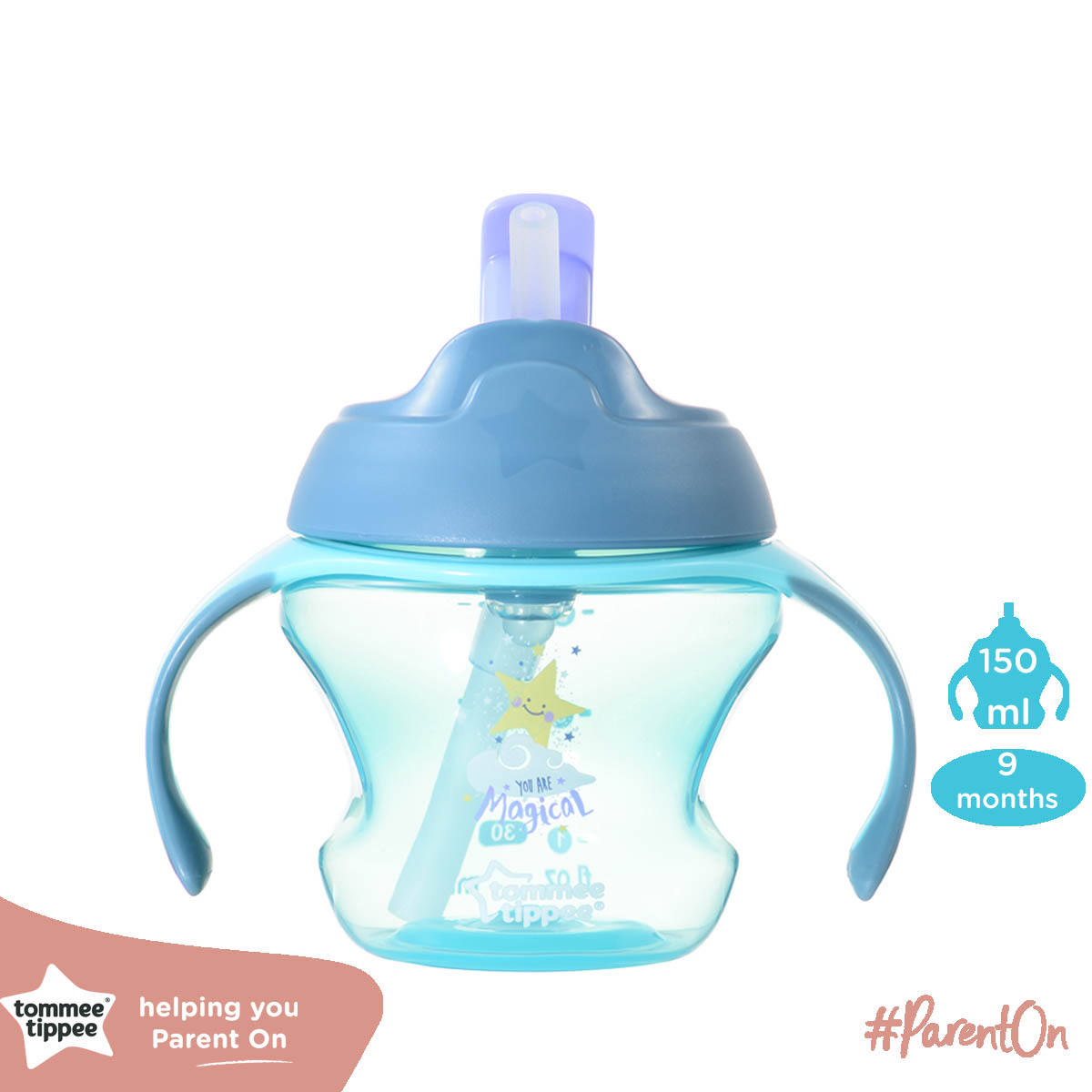 Bình uống nước có ống hút cho bé Tommee Tippee First Straw 150ml từ 9 tháng - Xanh Lá