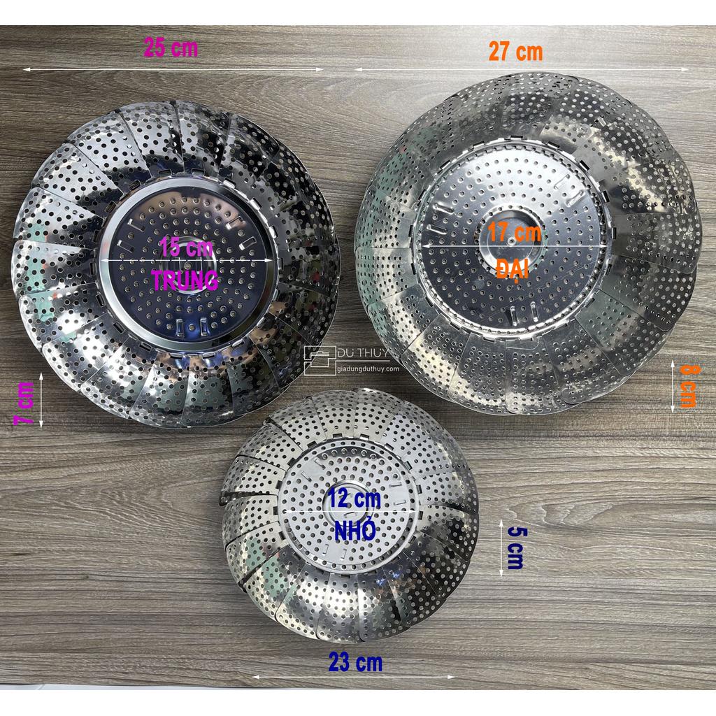 Vỉ hấp inox xòe gấp gọn đa năng tiện dụng 3 size nhỏ-trung-đại hấp thực phẩm chính nhanh gấp gọn của gia dụng Du Thủy