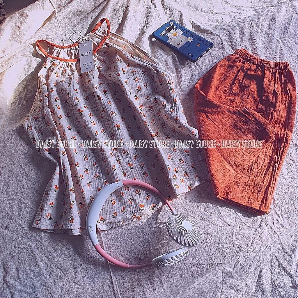 Set 2 dây yếm hoa nhí cam đất