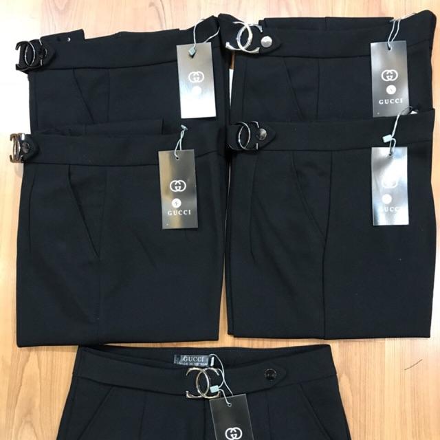 Quần baggy nữ ERIS cạp cao đai chữ x mặc công sở form đứng dáng (ảnh thật) - Đen