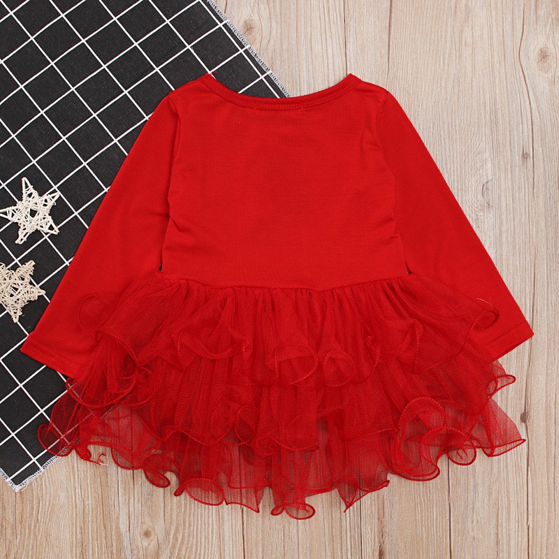 Đầm xòe noel phối ren tay dài dành cho bé gái