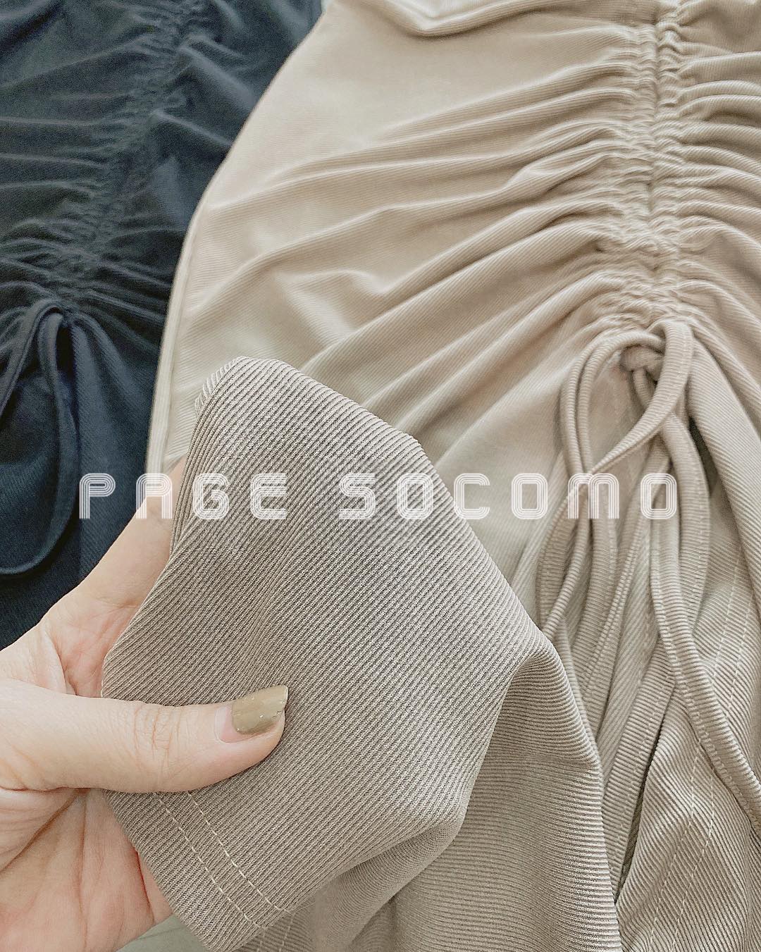 Váy đầm body tăm sát nách cổ lọ rút sườn Socomo V1202022