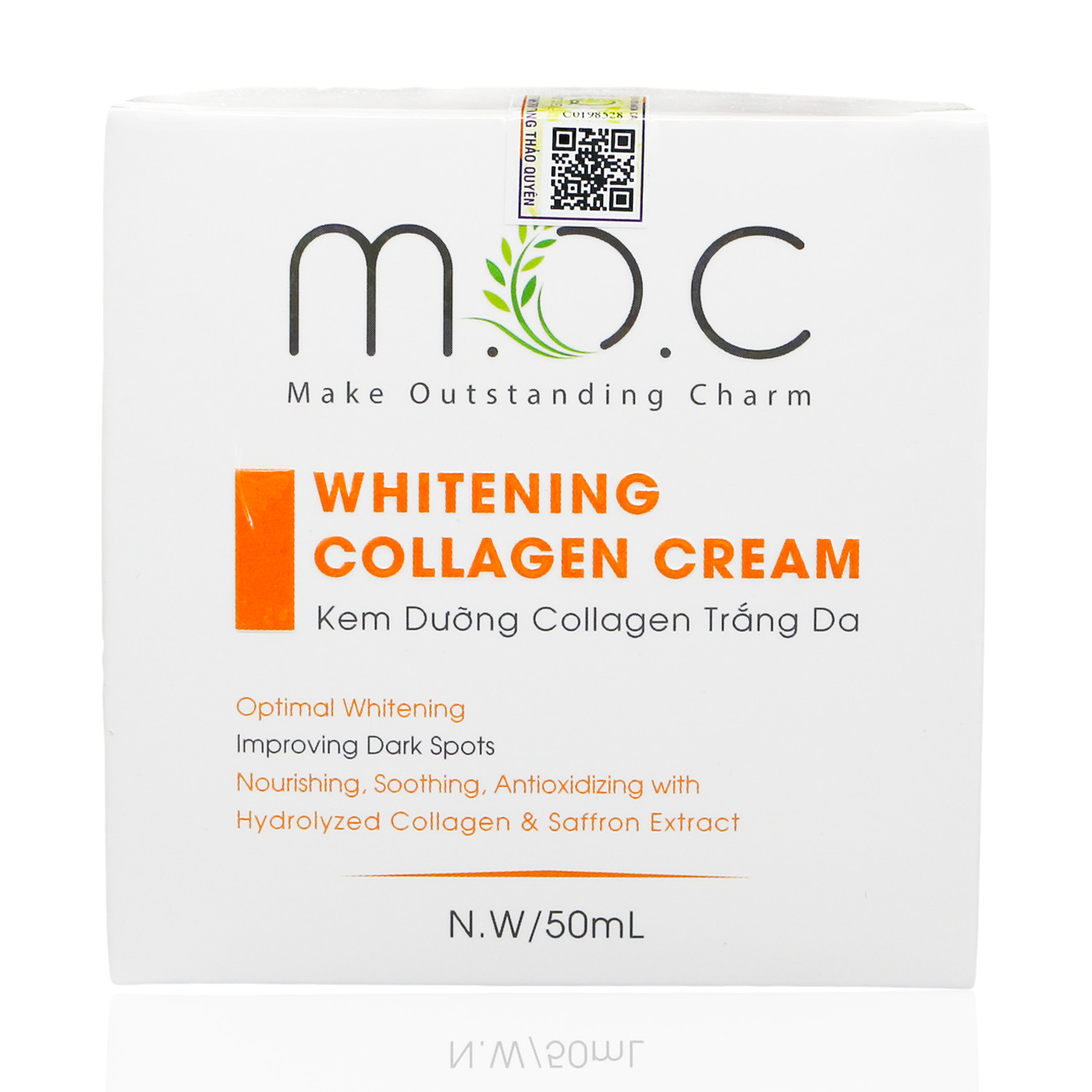 Kem Dưỡng Collagen Trắng Da M.O.C - Chiết xuất Hoa Nghệ Tây chống oxy hóa, nuôi dưỡng tế bào da, chống lão hóa, ngăn ngừa sạm nám, không bết rích, thông thoáng lỗ chân lông