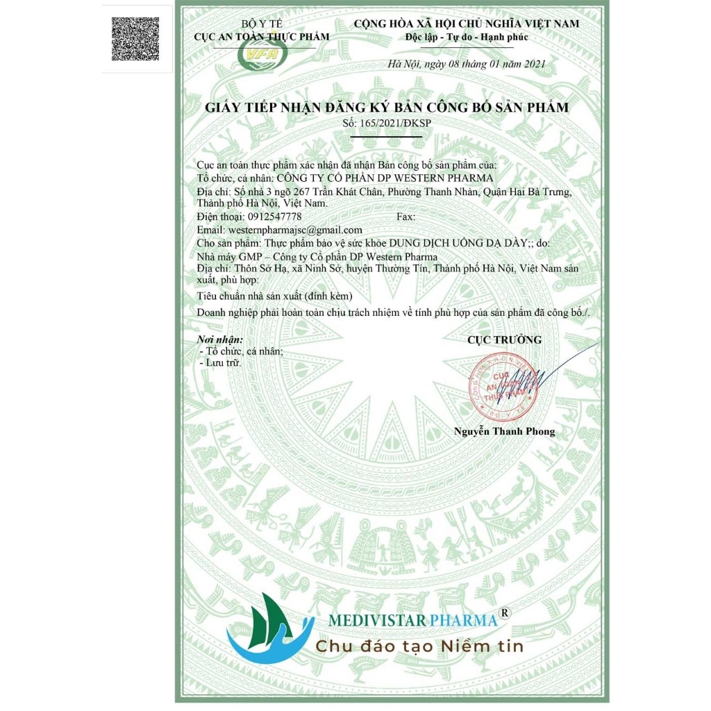 Thực phẩm chức năng Dung Dịch Uống Dạ Dày Western làm từ thảo dược tự nhiên, hộp 20 túi x 10ml