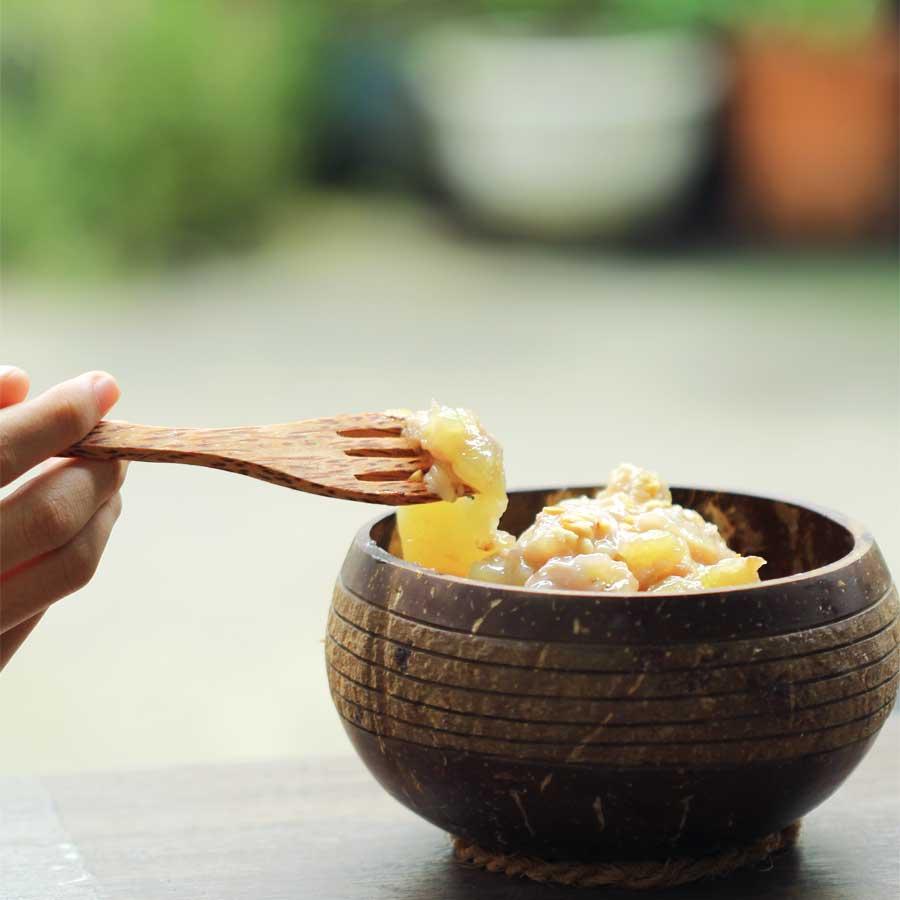 Tô gáo dừa khắc hoa văn Aur [ Aur Pattern Coconut Bowl]