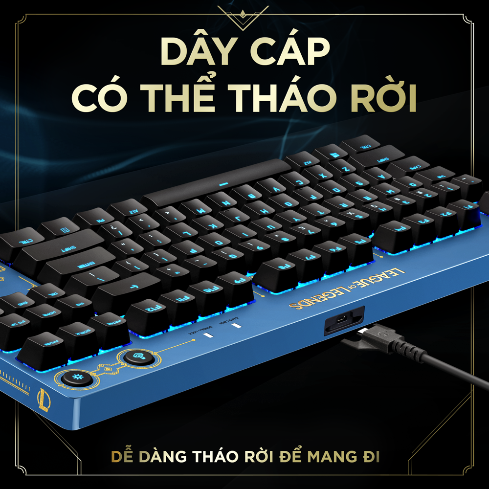 Bàn phím game cơ học Logitech Pro LOL League of Legends - Không phím số, nhỏ gọn, RGB, switch cơ tactile - Hàng chính hãng