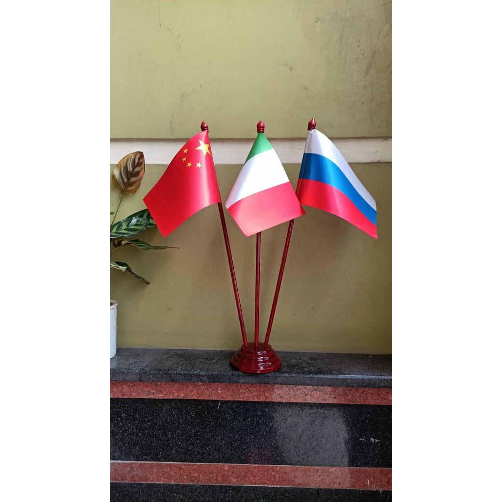 Cờ để bàn đế gỗ 3 các nước