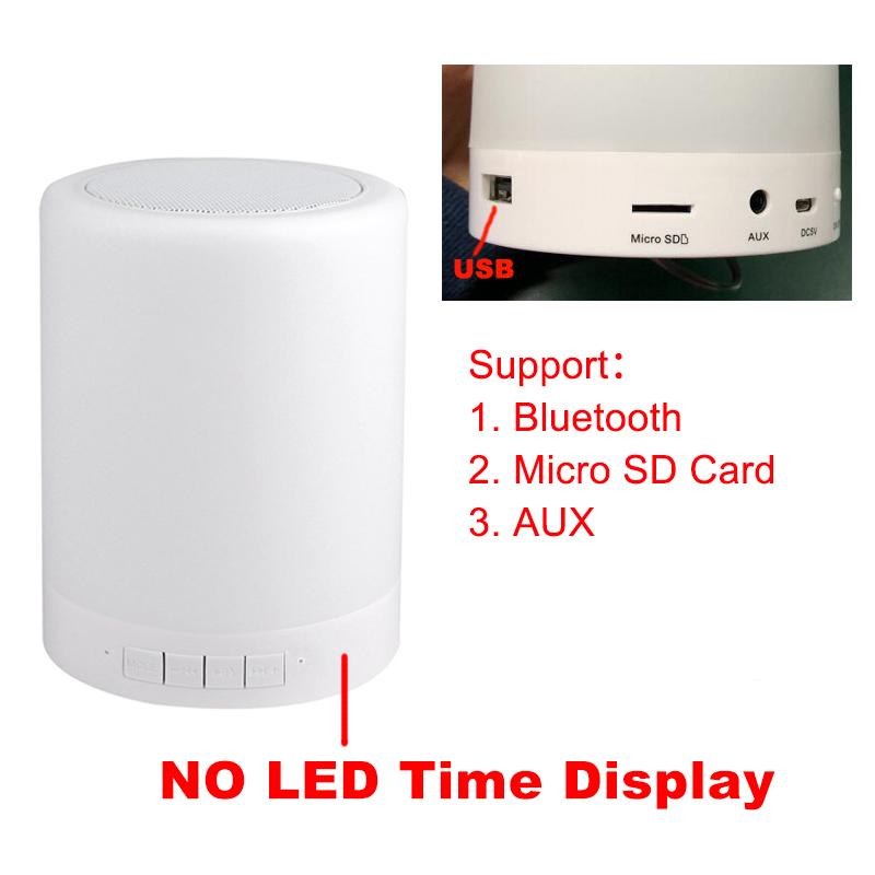 Đèn Ngủ Nhiều Màu Sắc Kèm Loa Bluetooth Không Dây Di Động Thông Minh Điều Khiển Bằng Cảm Ứng Màu Sắc Đèn LED Để Bàn Để Bàn Hỗ Trợ Thẻ TF AUX Color: Has LED Time Display