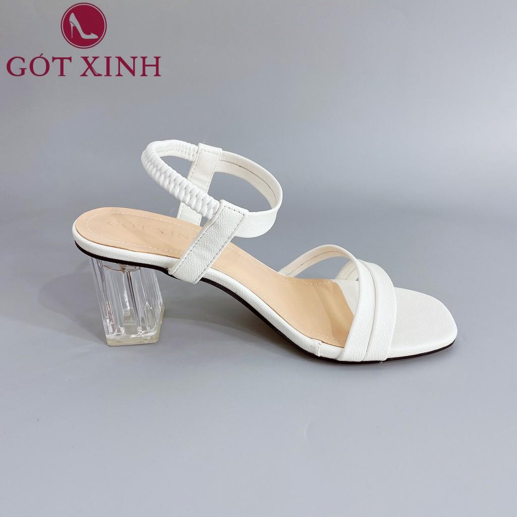 Sandal Cao Gót Gót Xinh GX251 5cm Da Mềm Hai Quai Đế Trụ Vuông Trong