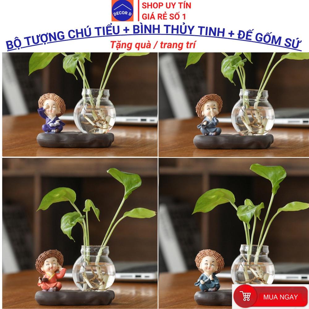 Combo tượng chú tiểu, tượng trang trí, bình hoa lọ hoa thủy tinh trồng cây nuôi cá – Trang trí, tặng quà