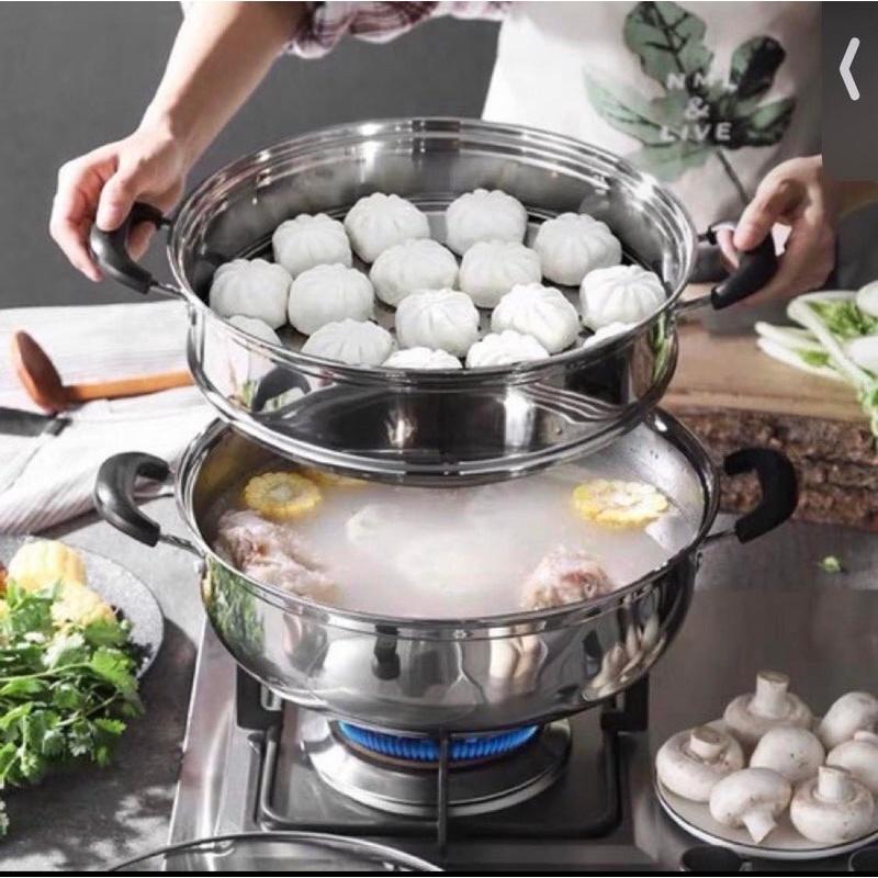 -- NỒI XỬNG HẤP INOX 2 TẦNG 28CM --